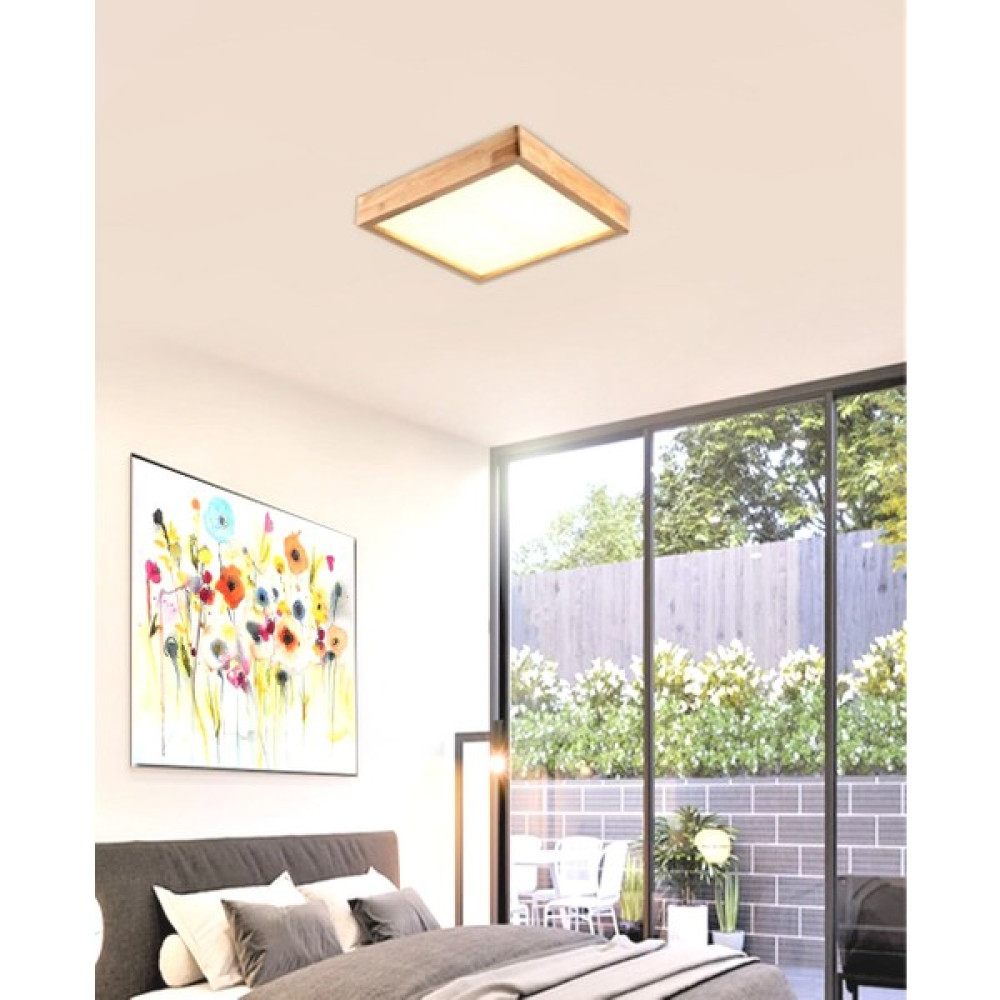 Wood Design World ( 30X30CM)AHŞAP Çerçeve Tavan LED Aydınlatma Avize - Beyaz - 1'li Avize Fiyatı