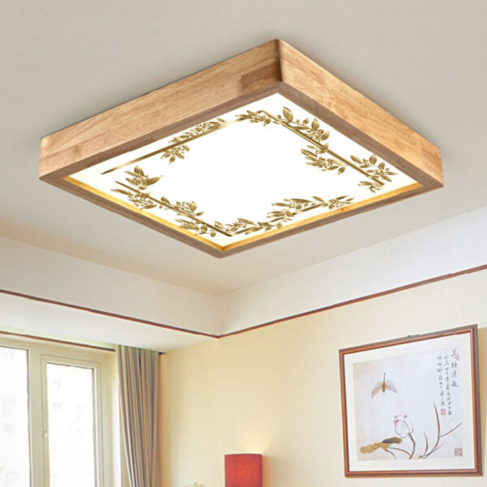 Wood Design World Ahşap Çerçeve Kenar Motifli Tavan LED Aydınlatma Avize - 1'li Avize Fiyatı