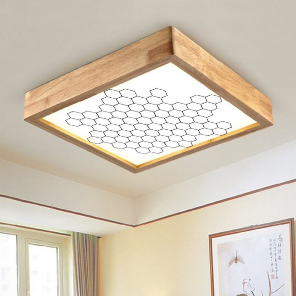Wood Design World Ahşap Çerçeve Kenar Motifli Tavan LED Aydınlatma Avize - Siyah - Beyaz - 1'li Avize Fiyatı