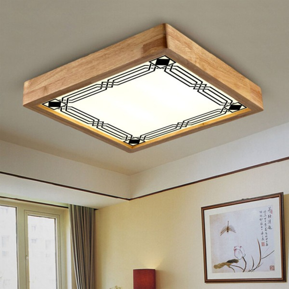 Wood Design World Ahşap Çerçeve Motifli Tavan LED Aydınlatma Avize - Beyaz - 1'li Avize Fiyatı