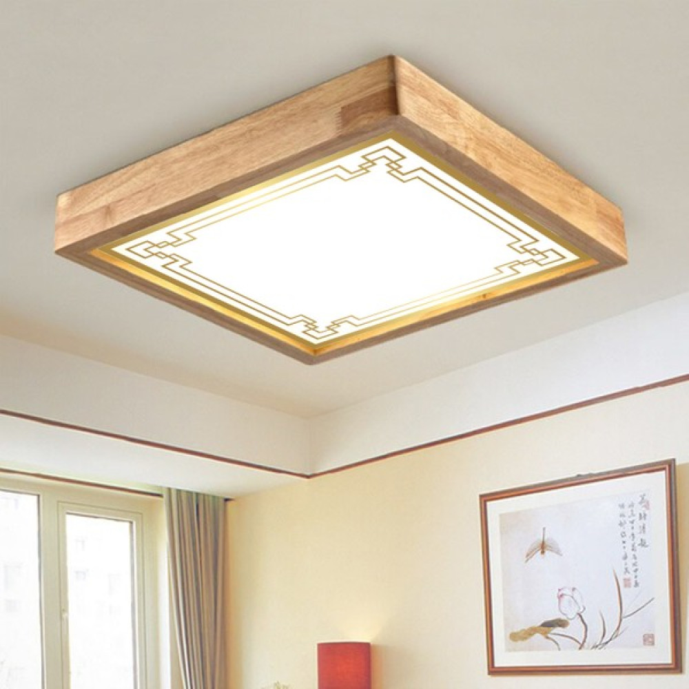 Wood Design World Ahşap Çerçeve Motifli Tavan LED Aydınlatma Avize - Beyaz - 1'li Avize Fiyatı