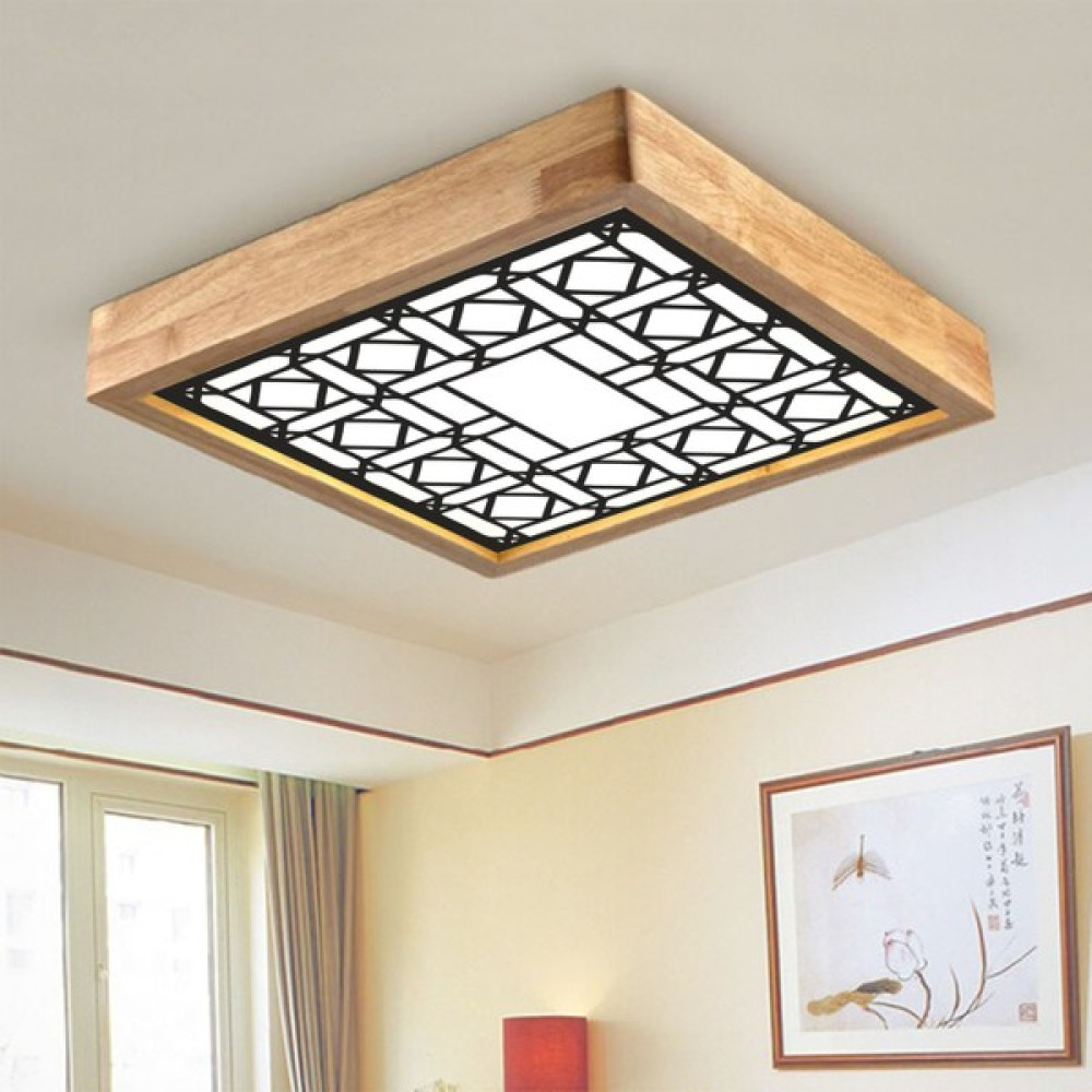 Wood Design World Kenar Motif Ahşap Çerçeve Tavan LED Aydınlatma Avize Wood Design World - Beyaz - 1'li Avize Fiyatı