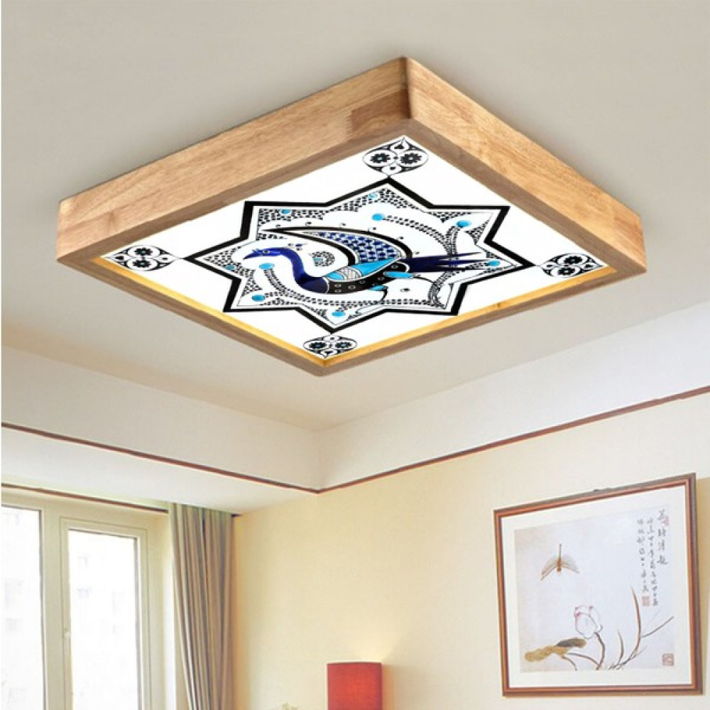 Wood Design World Selçuklu Motif Ahşap Çerçeve Tavan LED Aydınlatma Avize - Beyaz - 1'li Avize Fiyatı