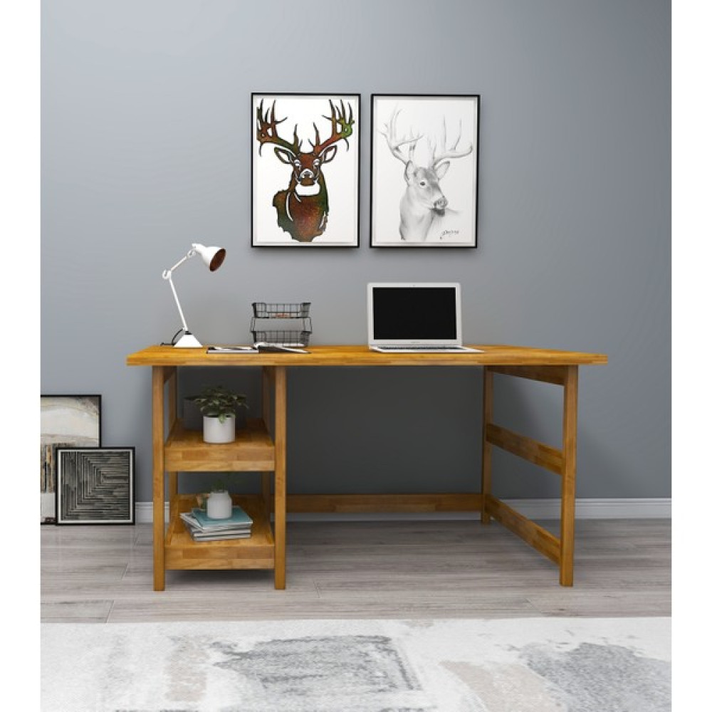 Wood Face City Doğal Ahşap Çalışma Masası Meşe Renk - Y: 75 cm D: 55 cm G: 120 cm Çalışma Masası Fiyatı