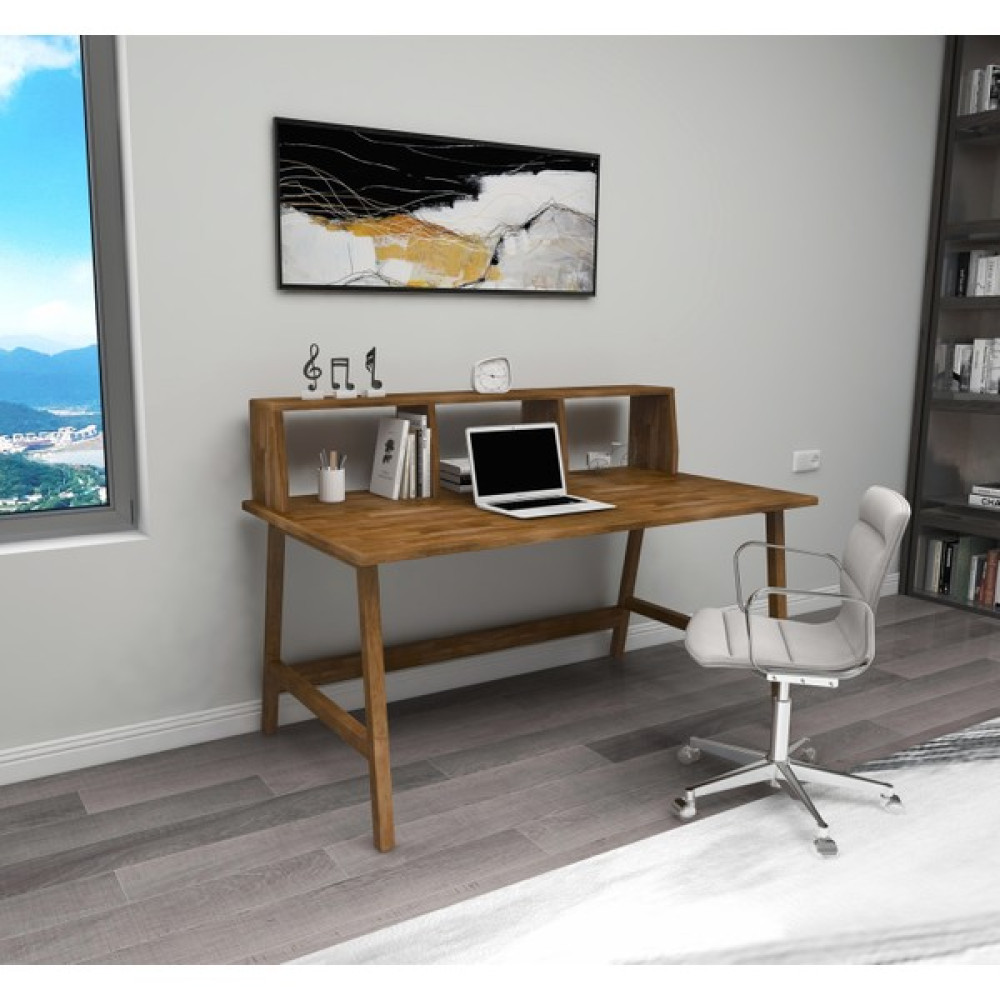 Wood Face Lucy Doğal Ahşap Çalışma Masası Ceviz Renk - 12 x 1 Çalışma Masası Fiyatı