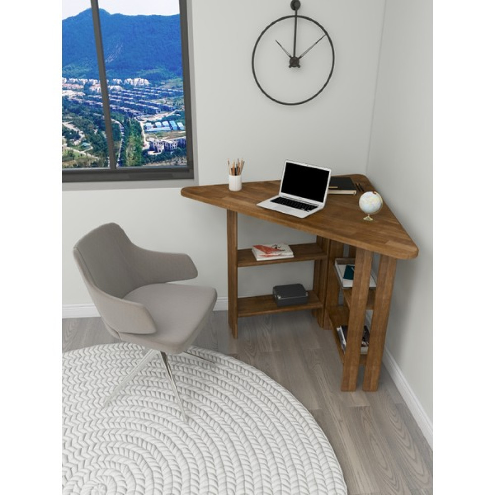 Wood Face Woodface Best Doğal Ahşap Köşe Çalışma Masası 110x80 cm - 110 x 80 cm - Ceviz Çalışma Masası Fiyatı