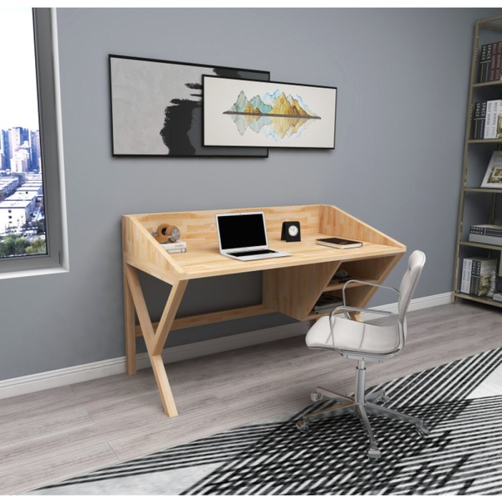 Wood Face Woodface Snow Çalışma Masası 120X60 Doğal Ahşap 2 Gözlü Özel Tasarım Uyumlu Görünüm - 120 x 60 cm Çalışma Masası Fiyatı