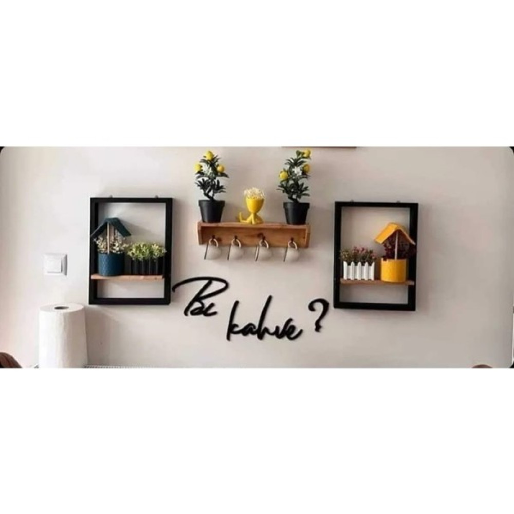 Wood Home Works Raflı Mutfak Dekor Terekli Ceviz - Ahşap Rengi Duvar Rafı Fiyatı