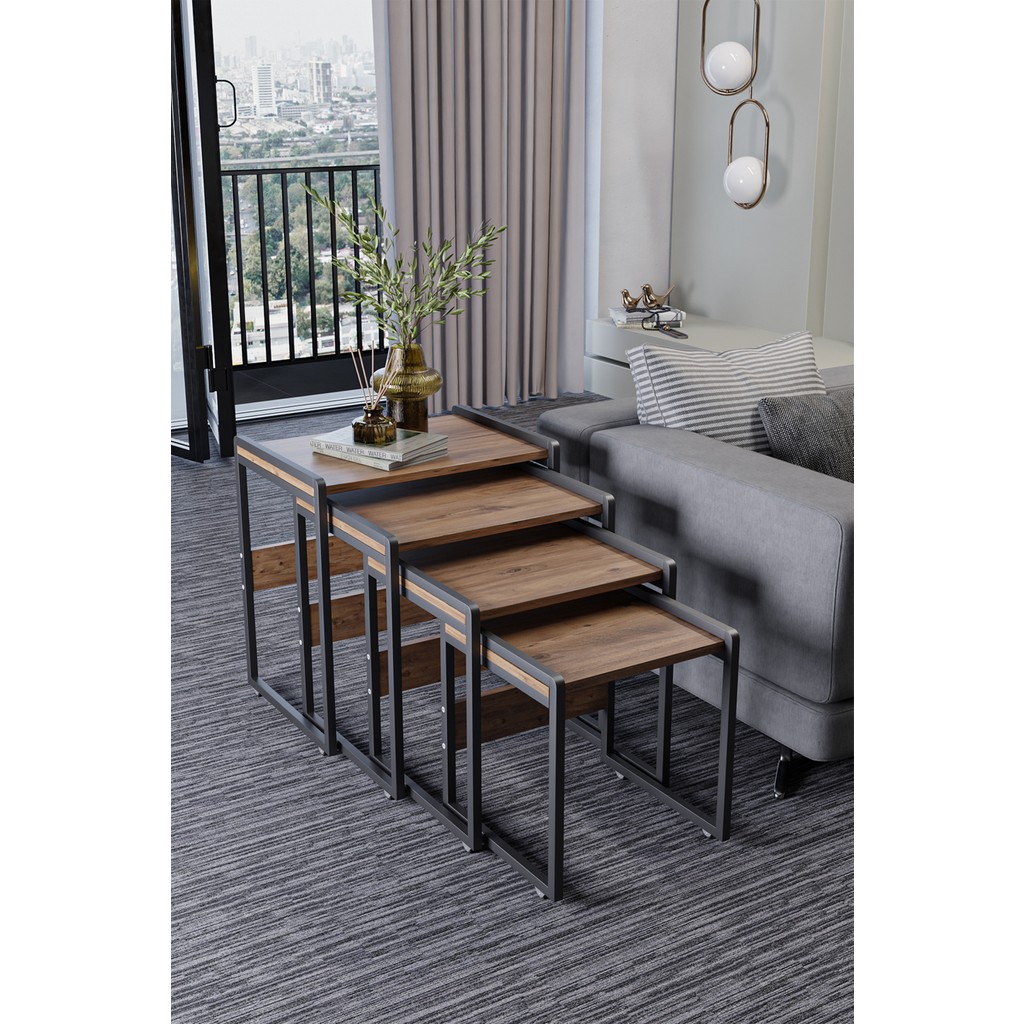 Wood House Lara 4'lü Zigon Sehpa Çam Yan Sehpa Fiyatı