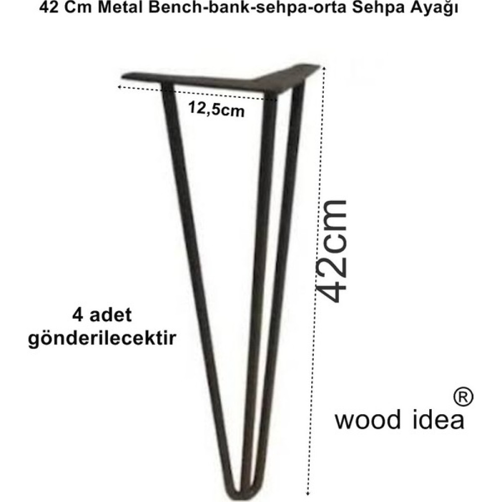 Wood İdea 42 cm Metal Bench-Bank-Sehpa-Orta Sehpa Ayağı Nalburiye & Hırdavat Fiyatı