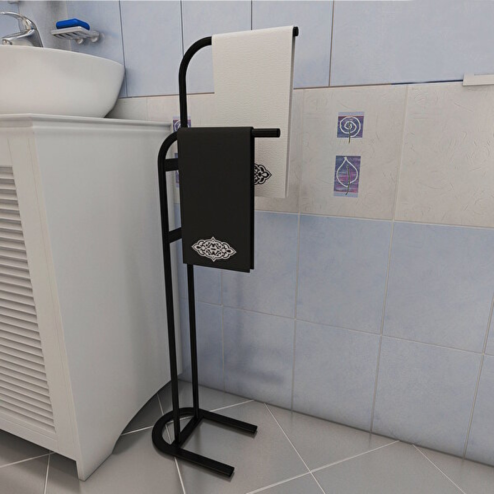 Wood In Wonderland Ayaklı Havluluk Banyo Düzenleyici Dik Havluluk Metal Siyah - 109 Havluluk Fiyatı