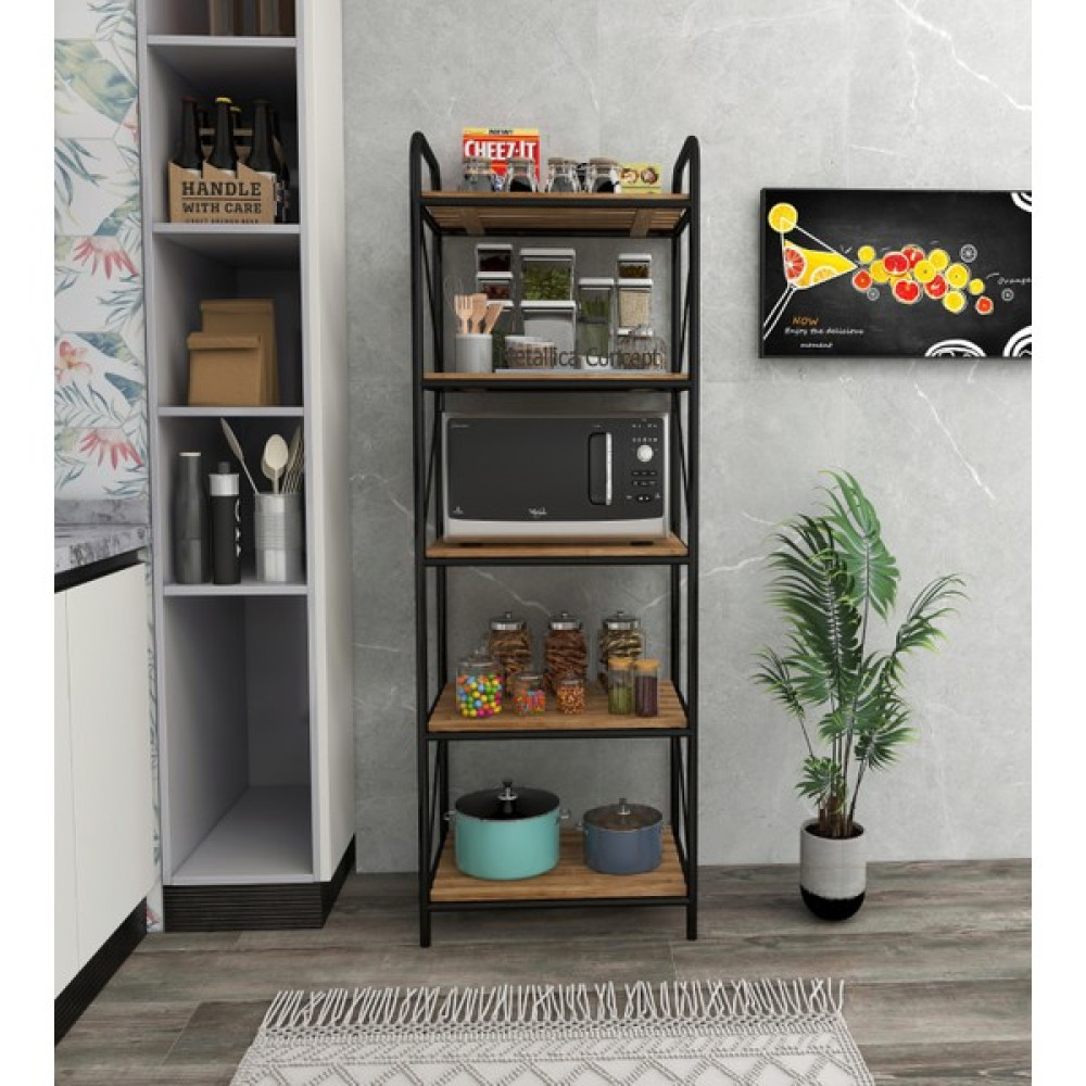 Wood In Wonderland Siyah 5 Katlı Çok Amaçlı Raf Düzenleyici Kavanoz Rafı Mutfak Rafı Duvar Rafı Fiyatı