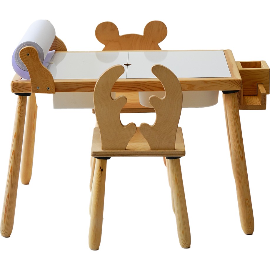 Wood & Joy & Doğal Ahşap Duyusal Çocuk Aktivite Masası Oyun Masası ve Çocuk Çalışma Masası 2 Sandalye Seti(Rulo Aparatı+Rulo Kağıdı+Kırtasiye Istas... Standart Sandalye Fiyatı