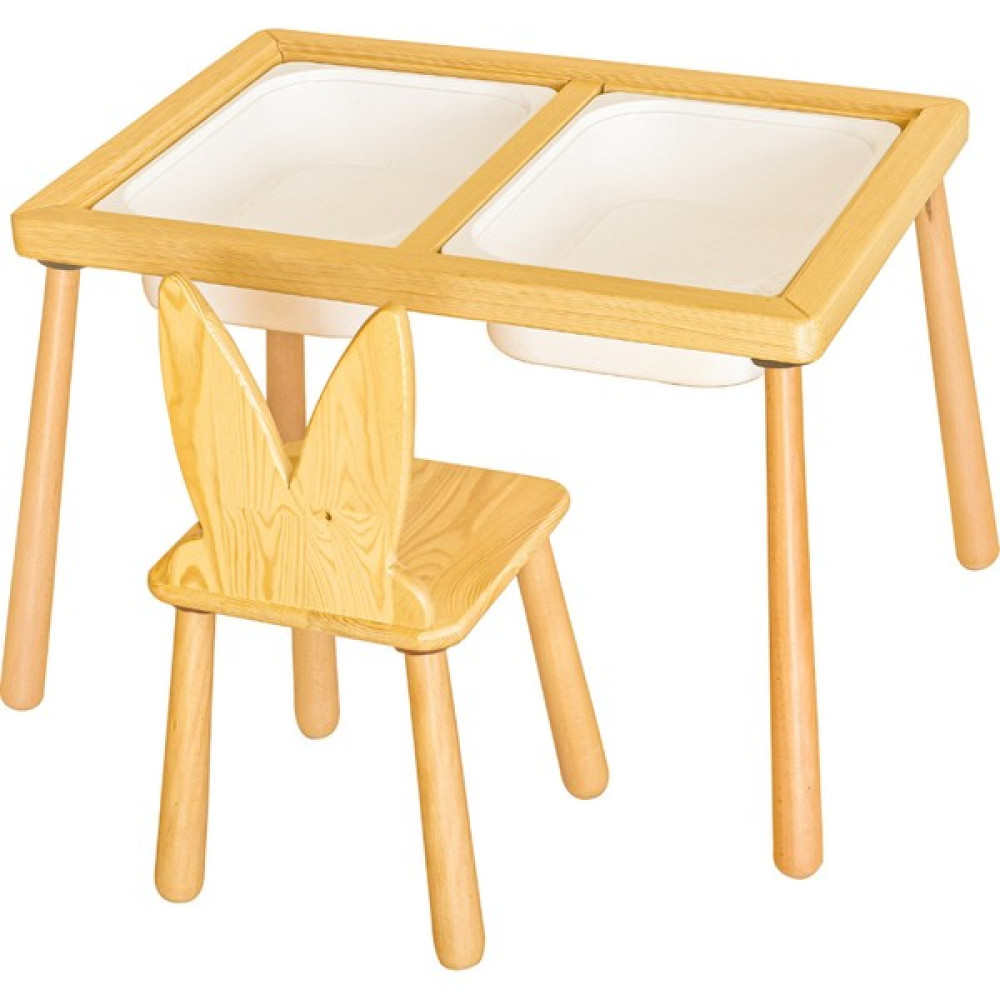 Wood & Joy Woodnjoy Duyusal Oyun Masası + 1 Sandalye - Beyaz Bebek Odası Tekstili Fiyatı