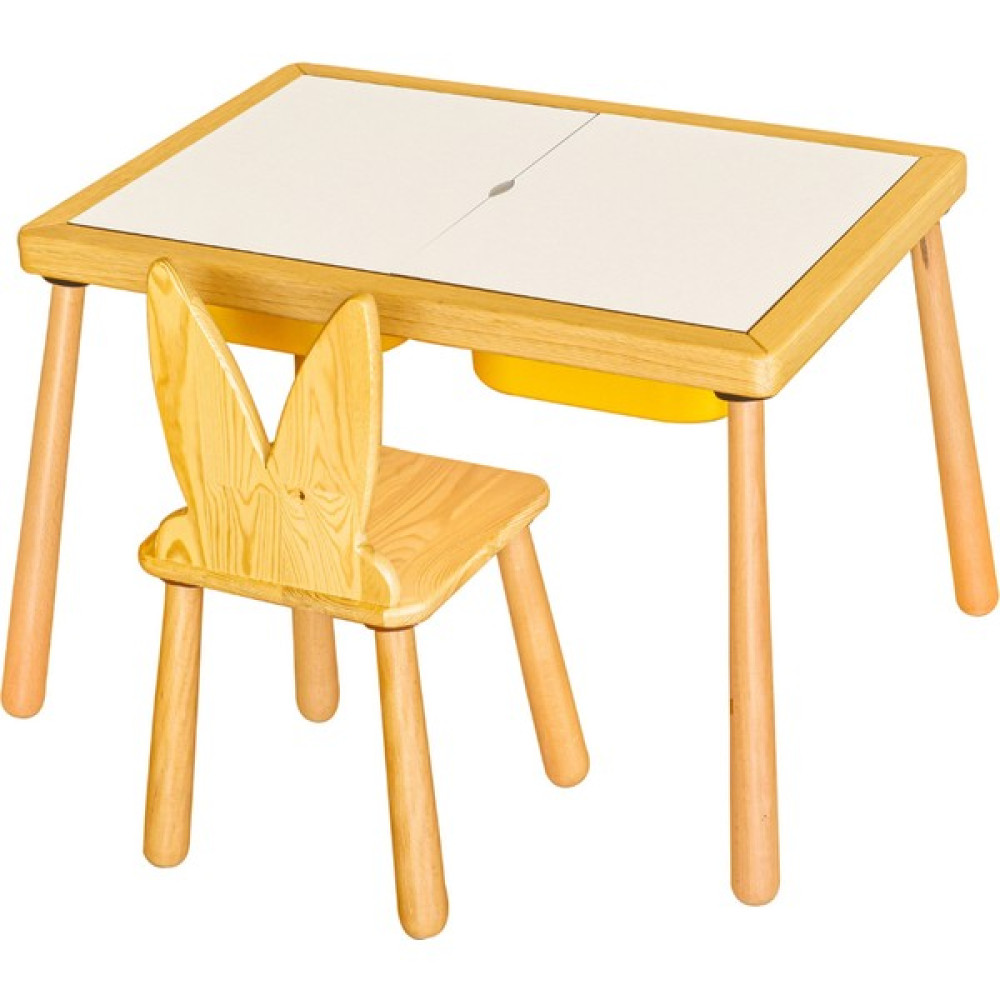 Wood & Joy Woodnjoy Duyusal Oyun Masası + 1 Sandalye - Sarı Bebek Odası Tekstili Fiyatı