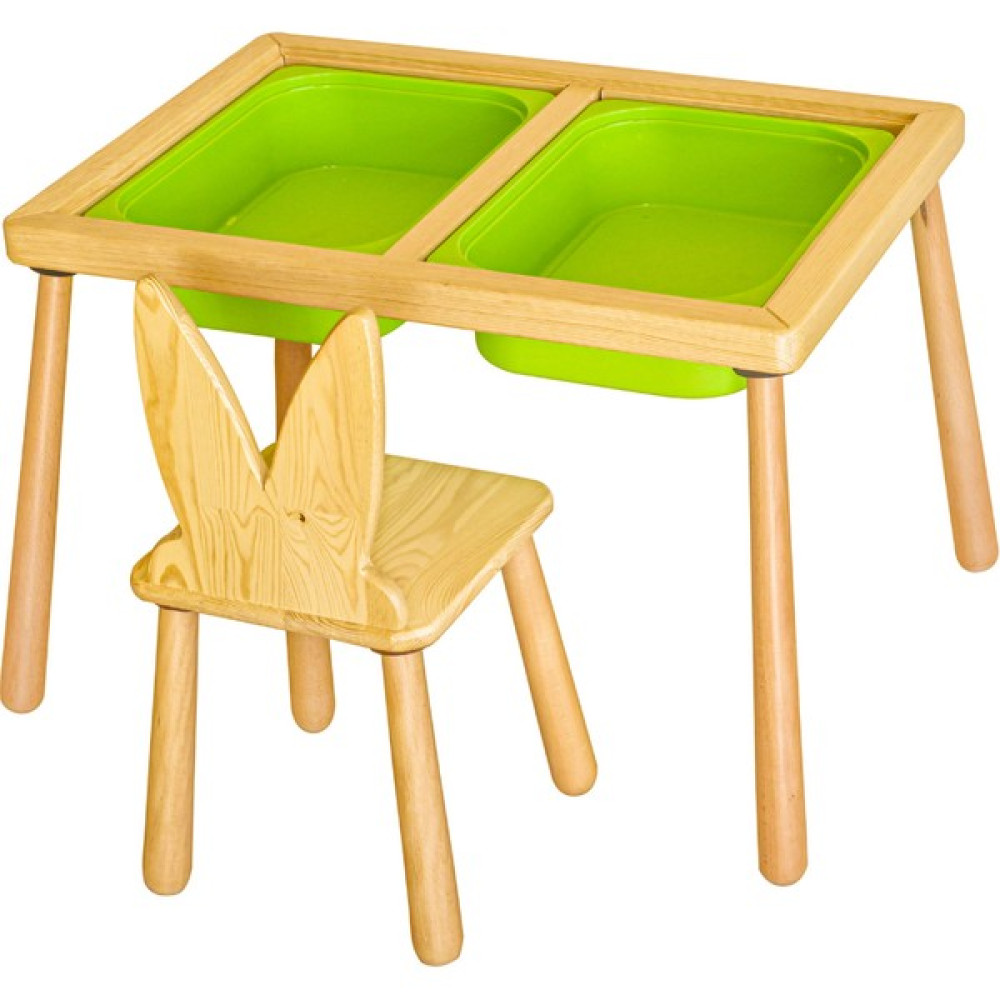Wood & Joy Woodnjoy Duyusal Oyun Masası + 1 Sandalye - Yeşil Bebek Odası Tekstili Fiyatı