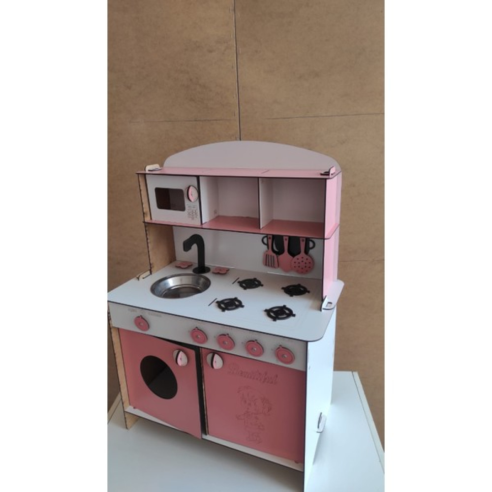 Wood Kids Toys 3mm Pembe Ahşap Küçük Oyuncak Mutfak Seti Oyuncak Fiyatı