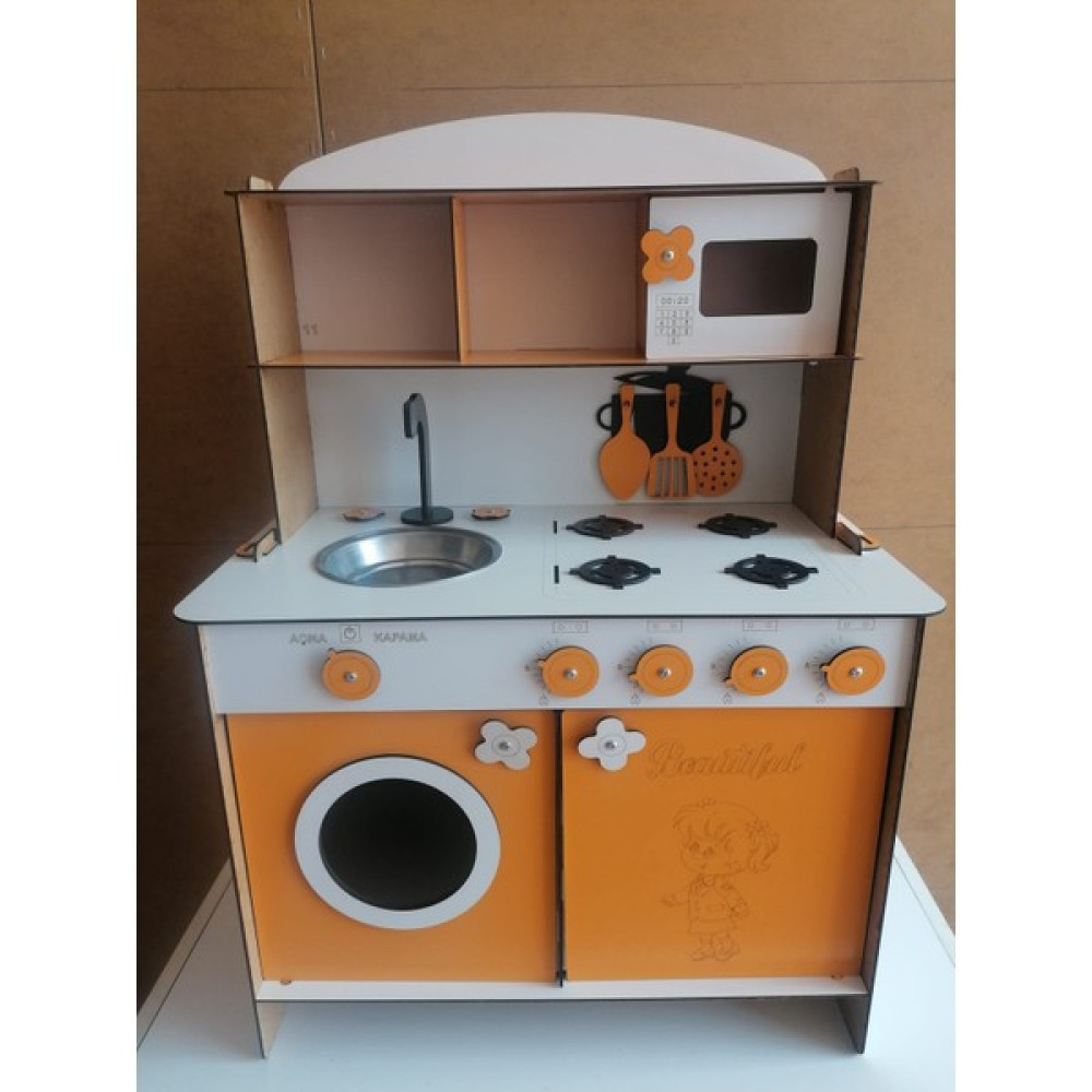 Wood Kids Toys 3mm Turuncu Ahşap Küçük Oyuncak Mutfak Seti Oyuncak Fiyatı