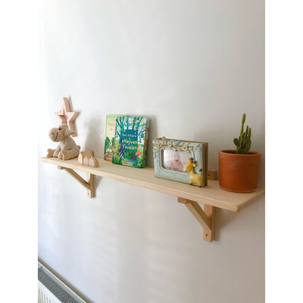 Wood Log Art Studio Masif Ahşap Dekoratif Çocuk Odası Duvar Rafı 60 cm Duvar Rafı Fiyatı