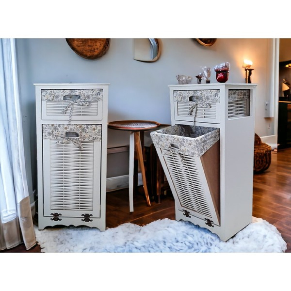 Wood Luck Ahşap Çamaşır Sepetli Dolap - Beyaz Sepet Fiyatı