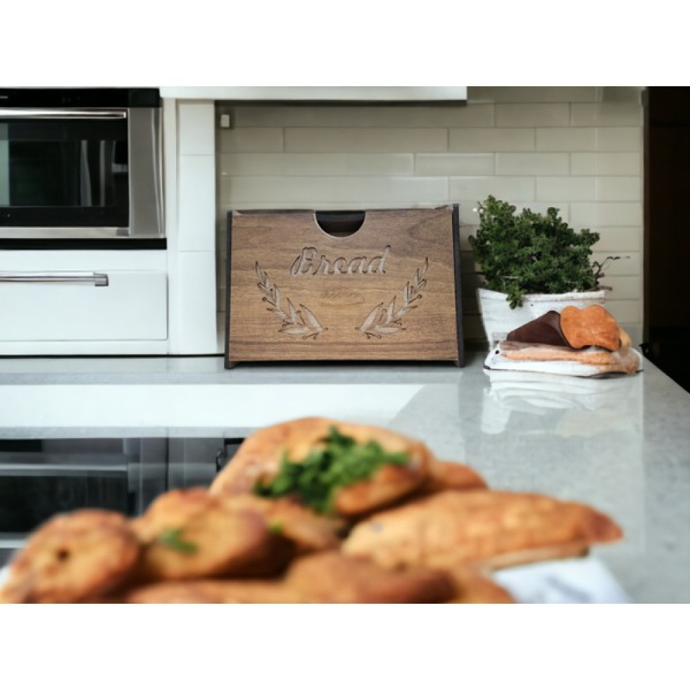 Wood Luck Ahşap Ekmeklik Kesme Tahtalı Gri (Rustik) - Kahverengi (Haliç) Desen Saklama Kapları Fiyatı