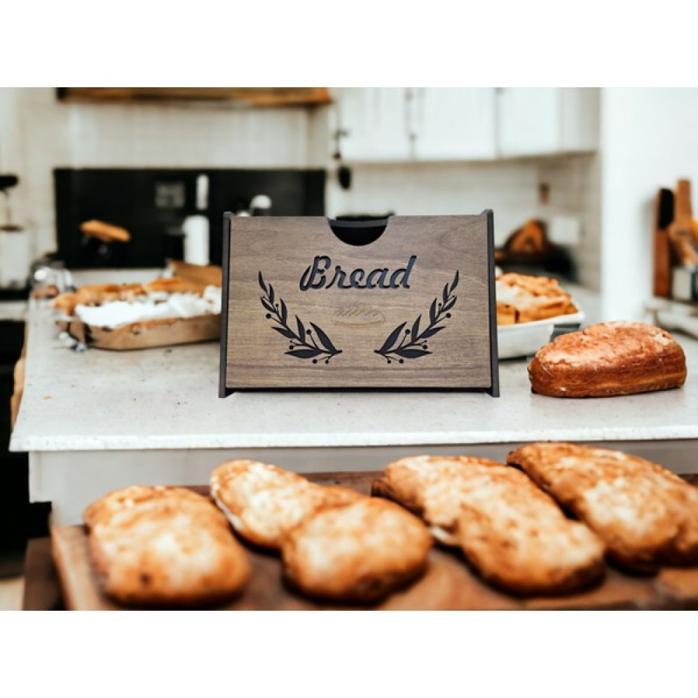 Wood Luck Ahşap Ekmeklik Kesme Tahtalı Siyah- Kahverengi (Haliç) Desen Saklama Kapları Fiyatı