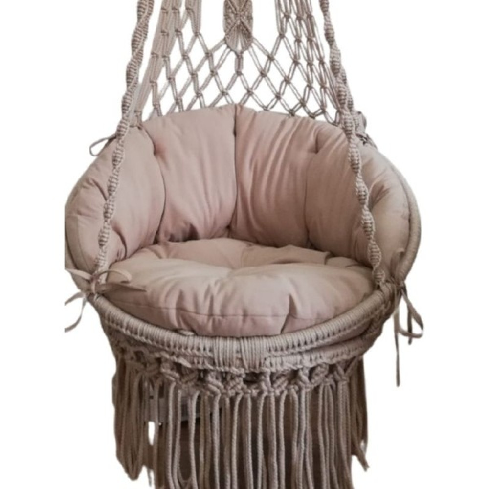 Wood Shut Makrome Salıncak Yastığı Minder Seti (Oturma+ Sırt Dayama) - 60 x 80 cm - Bej Salon & Oturma Odası Tekstili Fiyatı