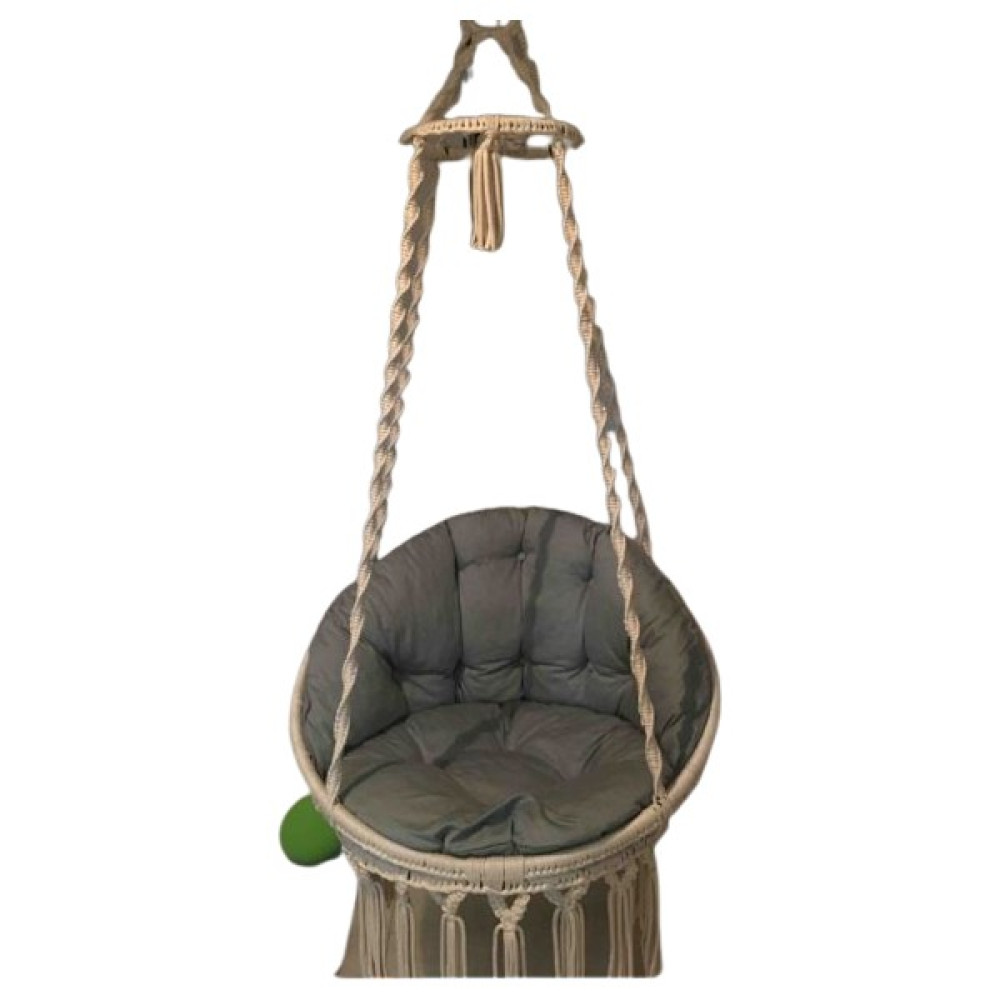 Wood Shut Makrome Salıncak Yastığı Minder Seti (Oturma+ Sırt Dayama) - 60 x 80 cm - Gri Salon & Oturma Odası Tekstili Fiyatı
