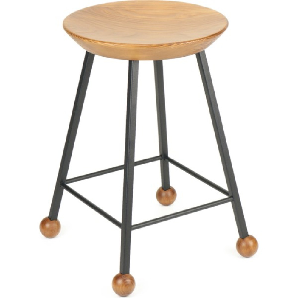 Wood Stone Art Tabure Bar Taburesi 47 cm Kavisli Kare Oturma Yeri Ada Mutfak Sandalyesi Kare Demir Ahşap Topuz Masa - Sandalye & Tabure Fiyatı