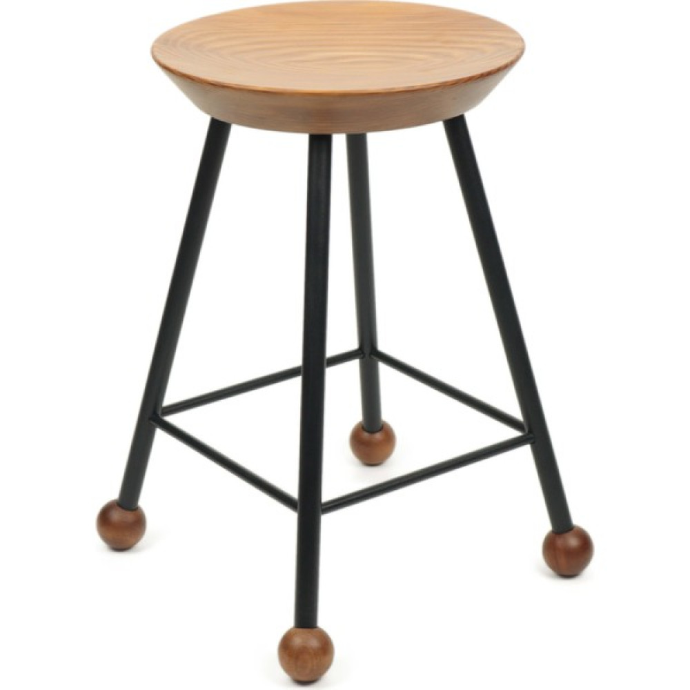 Wood Stone Art Tabure Bar Taburesi Ahşap Demir Ayaklı Ahşap Topuzlu Modern Rahat - Siyah - 47 Cm Masa - Sandalye & Tabure Fiyatı