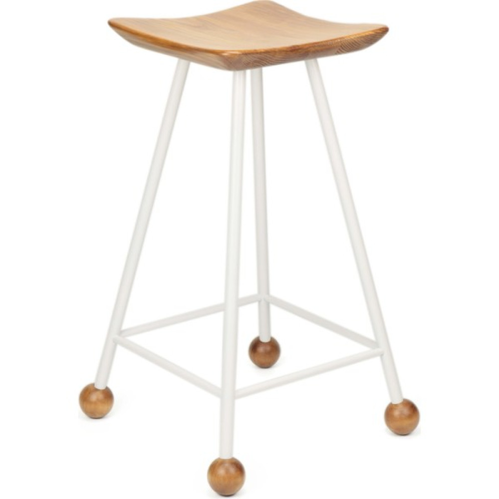 Wood Stone Art Tabure Bar Taburesi Beyaz cm Kavisli Kare Oturma Yeri Bar Taburesi Ahşap Demir Ayaklı Ahşap Topuzlu Modern Woodstoneart - 65 CM Masa - Sandalye & Tabure Fiyatı