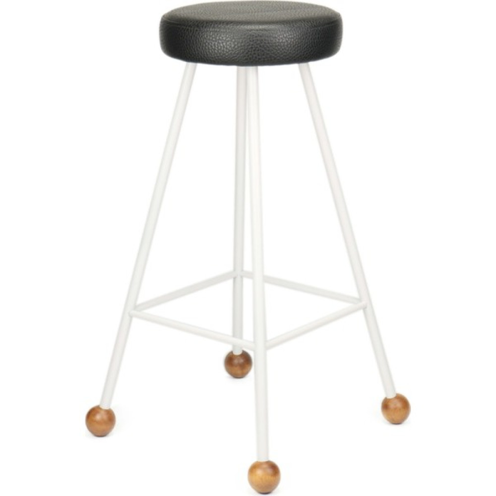 Wood Stone Art Tabure Bar Taburesi Beyaz Döşemeli Demir Ayaklı Ahşap Topuzlu Modern Rahat Woodstoneart - 75 CM Masa - Sandalye & Tabure Fiyatı