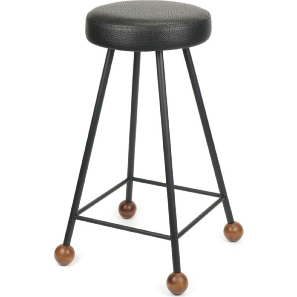 Wood Stone Art Tabure Bar Taburesi Döşemeli Demir Ayaklı Ahşap Topuzlu Modern Rahat - Siyah - 65 CM Masa - Sandalye & Tabure Fiyatı