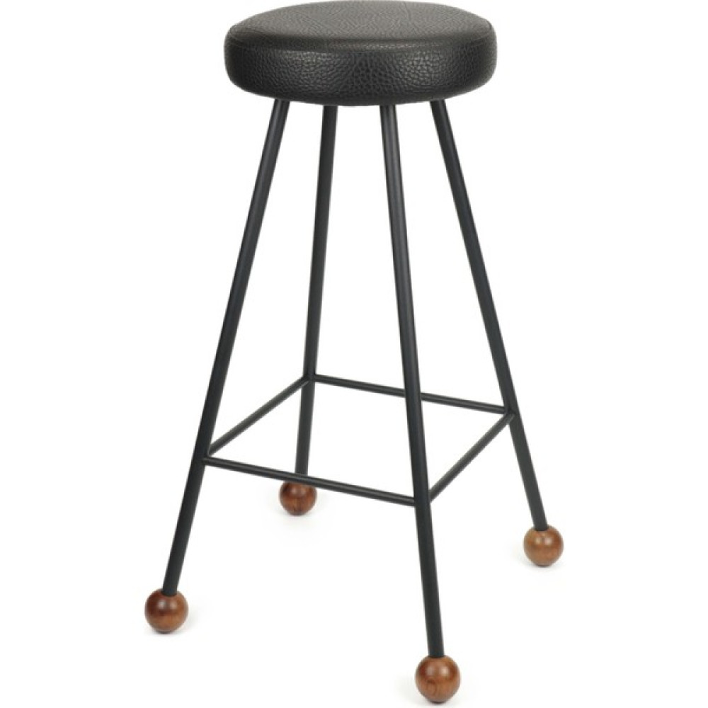 Wood Stone Art Tabure Bar Taburesi Döşemeli Demir Ayaklı Ahşap Topuzlu Modern Rahat - Siyah - 75 CM Masa - Sandalye & Tabure Fiyatı