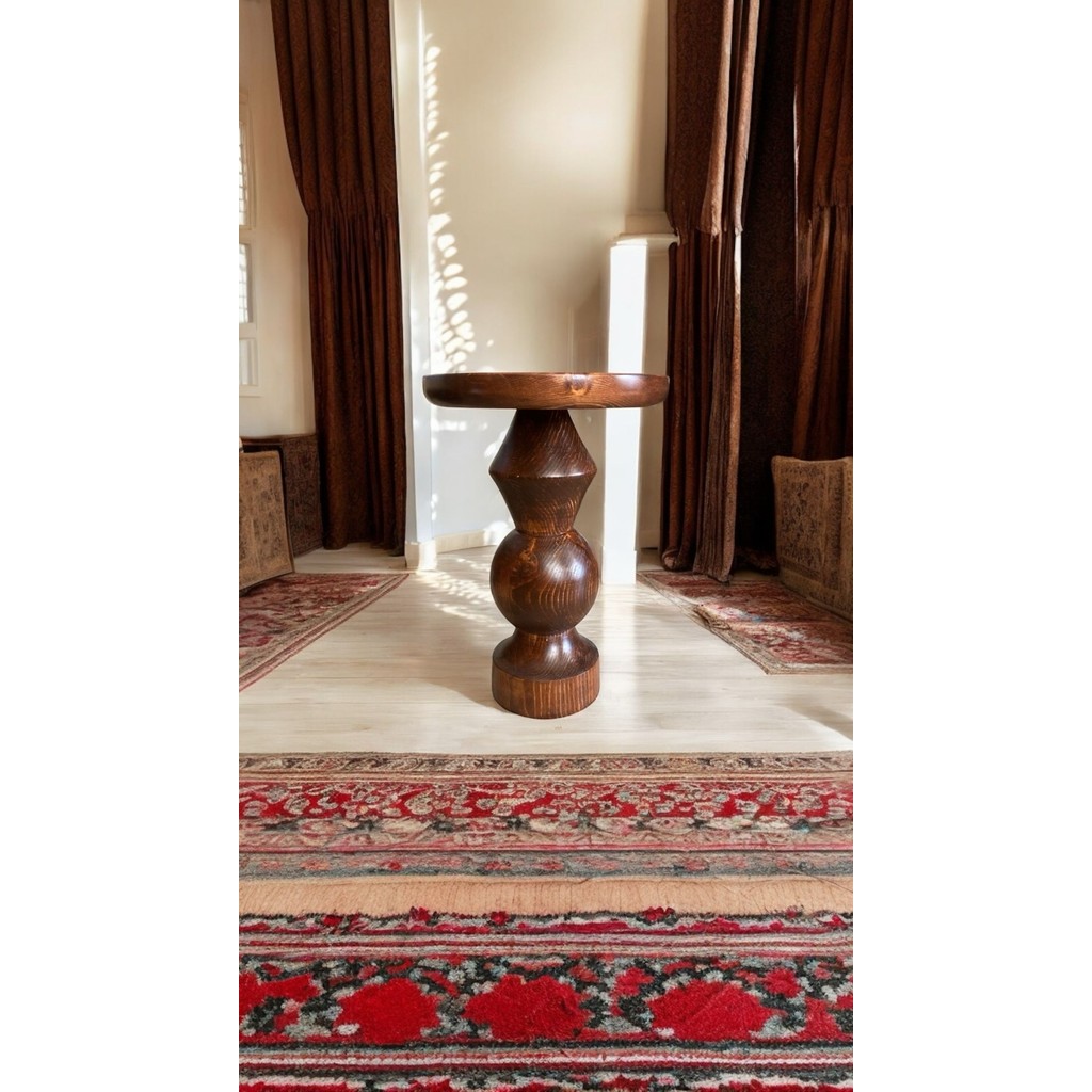 Wood Wooden Ahşap Tekli Mantar Yan Sehpa Modern Kestane Renk Fiskos Yan Sehpa Fiyatı