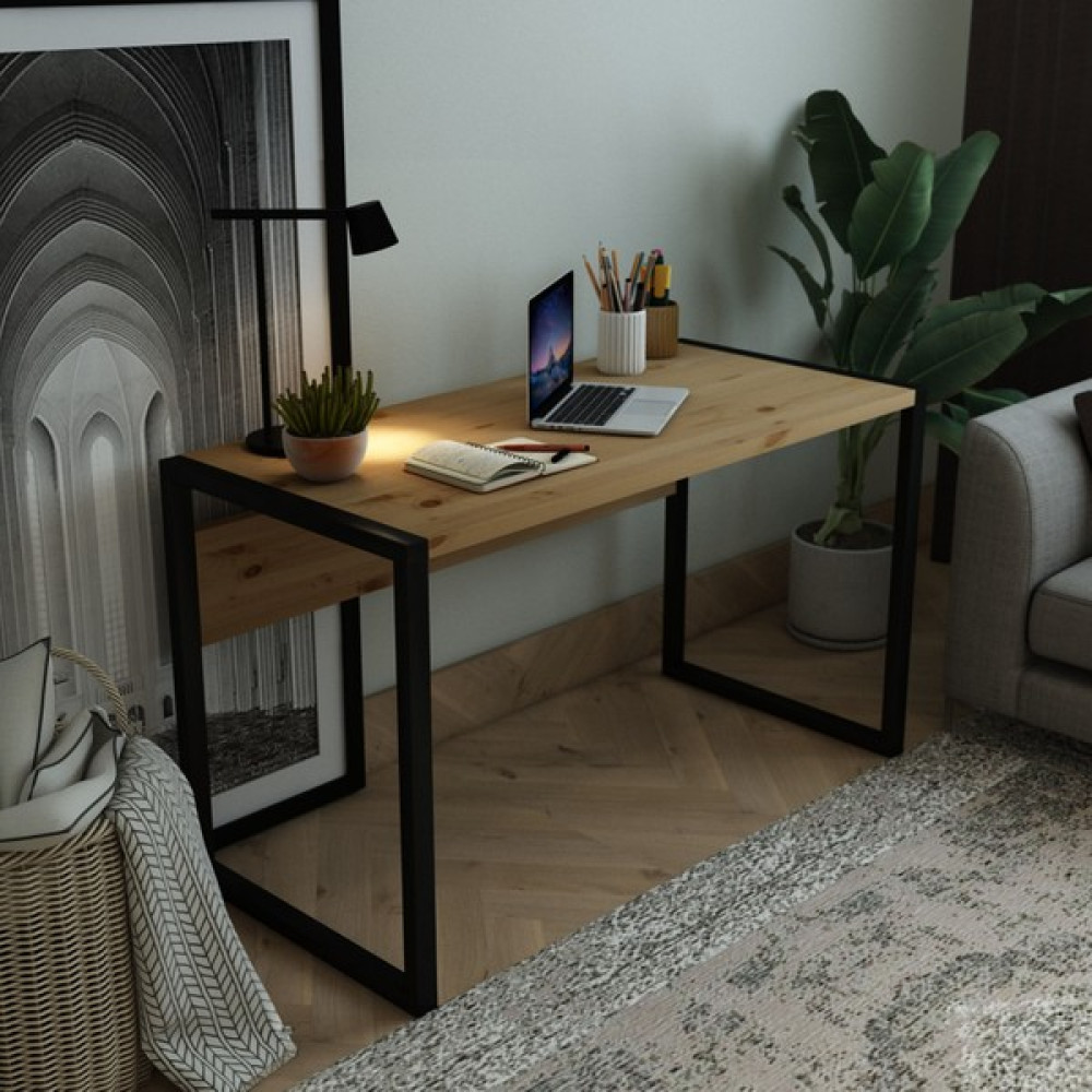 Wood Work Antalya Çalışma Masası Natural Renk Metal Ayak - 120x60 - Naturel Çalışma Masası Fiyatı