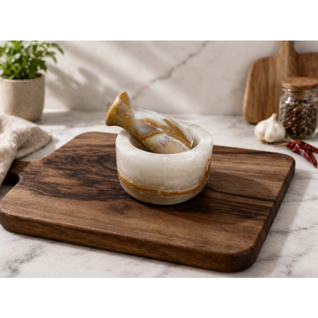 WoodBay Mermer Havan Tokmak Set Küçük Boy 8 cm Çap - 1 Adet Diğer Fiyatı