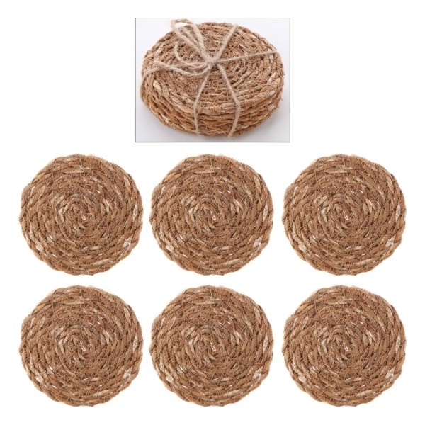 WoodBay Naturel Hasır Bardak Altlığı 6 Adet Fincan / Bardak / Kahve Takımı Fiyatı