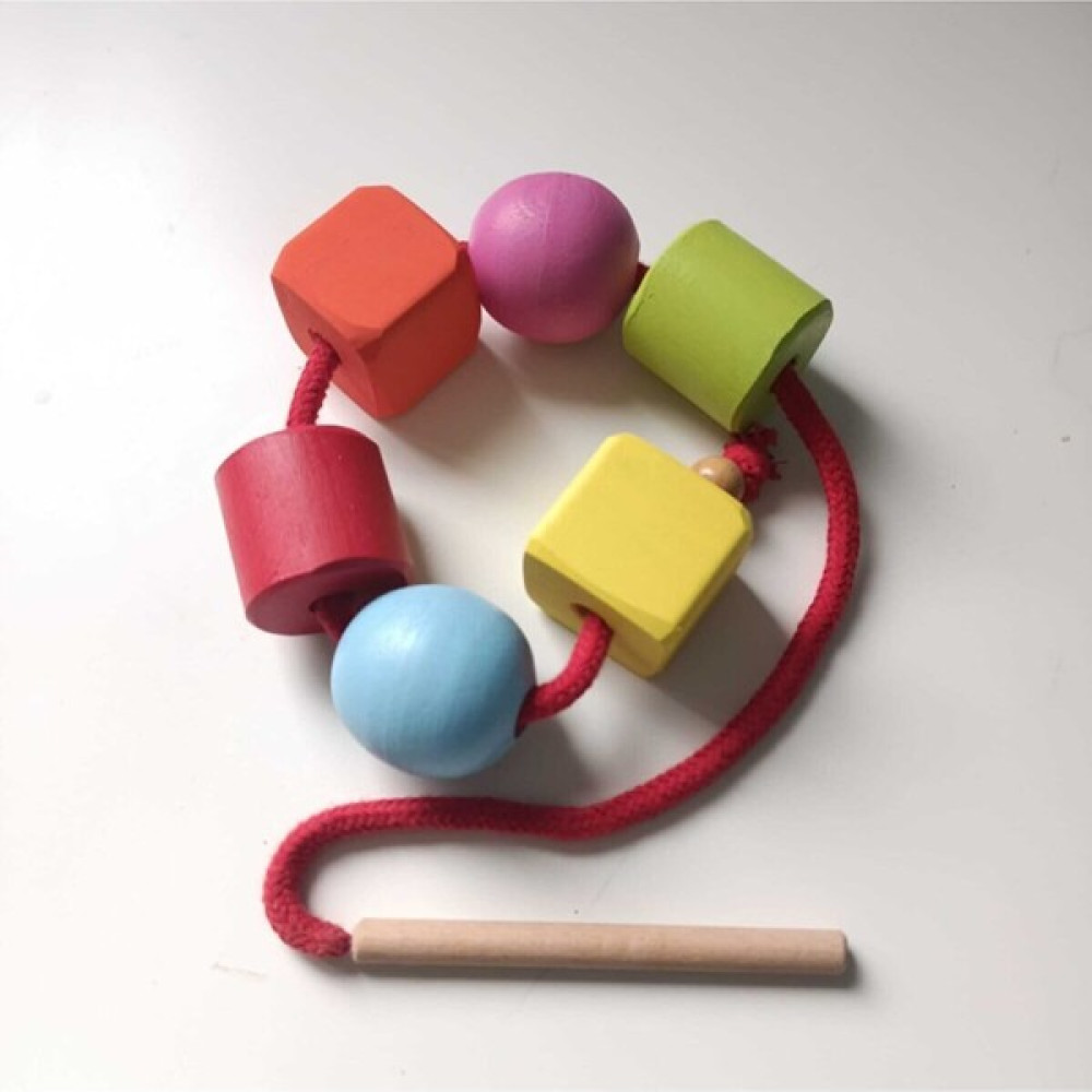 Woodblocks Moccotoys Montessori Ahşap Boncuk Dizme Ip Geçirme Oyunu Renkli Bebek Oyuncakları Fiyatı