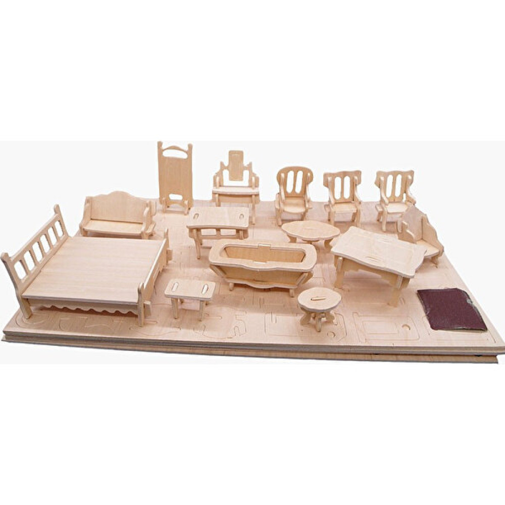 Woodcraft 184 Parça Minyatür Boyanabilir Ev Eşyaları Maketi 3D Ahşap Oyuncak Mobilya Seti Maket Fiyatı