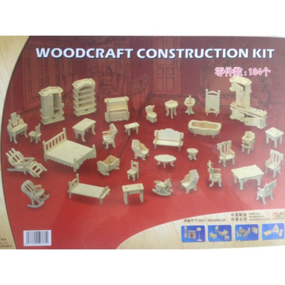 Woodcraft Minyatür Ahşap Ev Eşyaları Maketi 170 Parça Maket Fiyatı