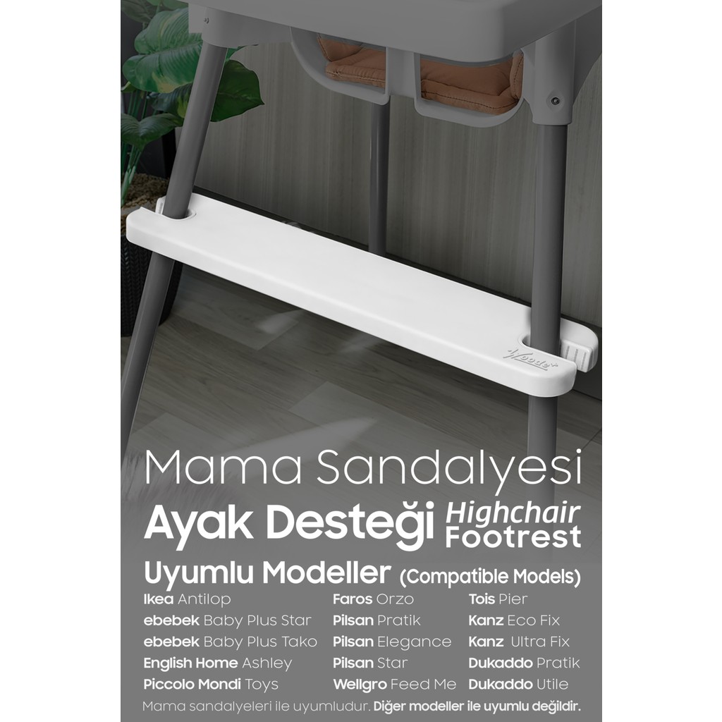 Woode+ Mama Sandalyesi Ayak Koyma Dayama Desteği - Beyaz Mama Sandalyesi Fiyatı