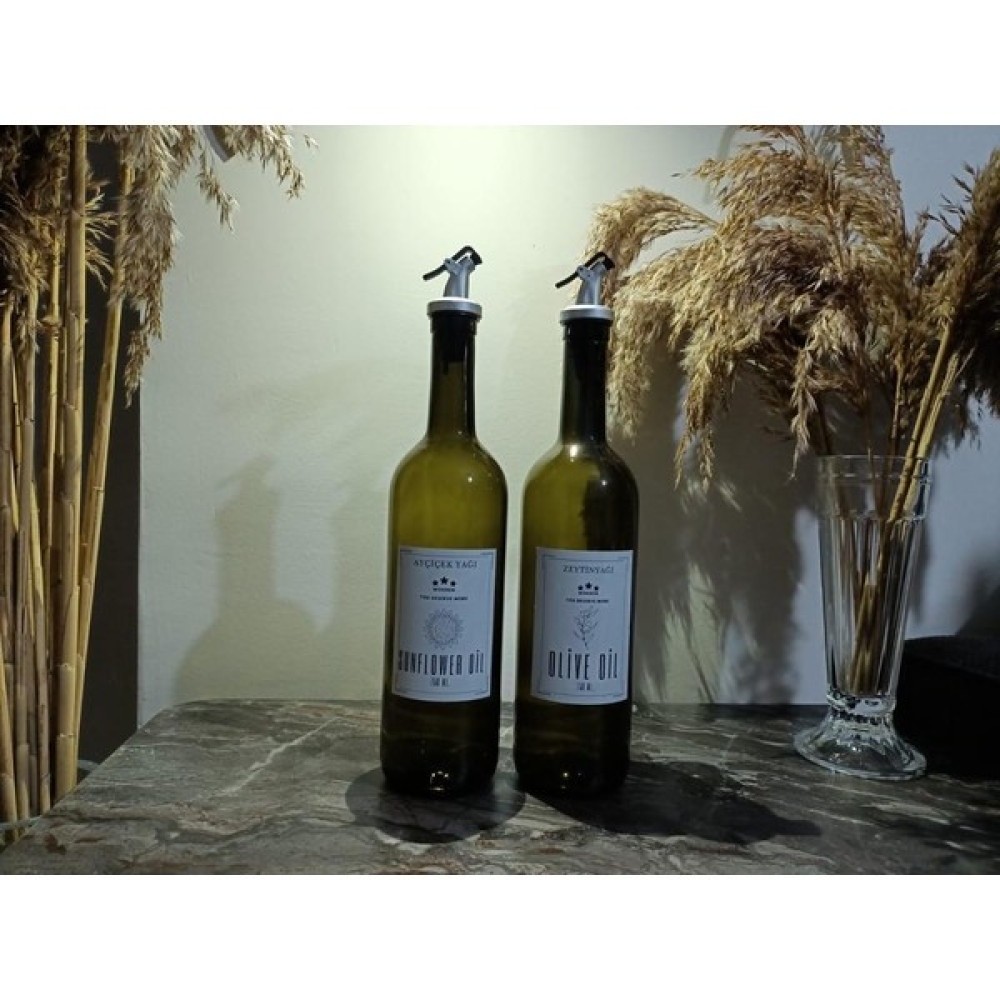 Wooden Amber 2'li 750 ml Zeytinyağı Sıvıyağ Şişesi Yağdanlık Yağlık - Yeşil Mutfak Gereçleri Fiyatı