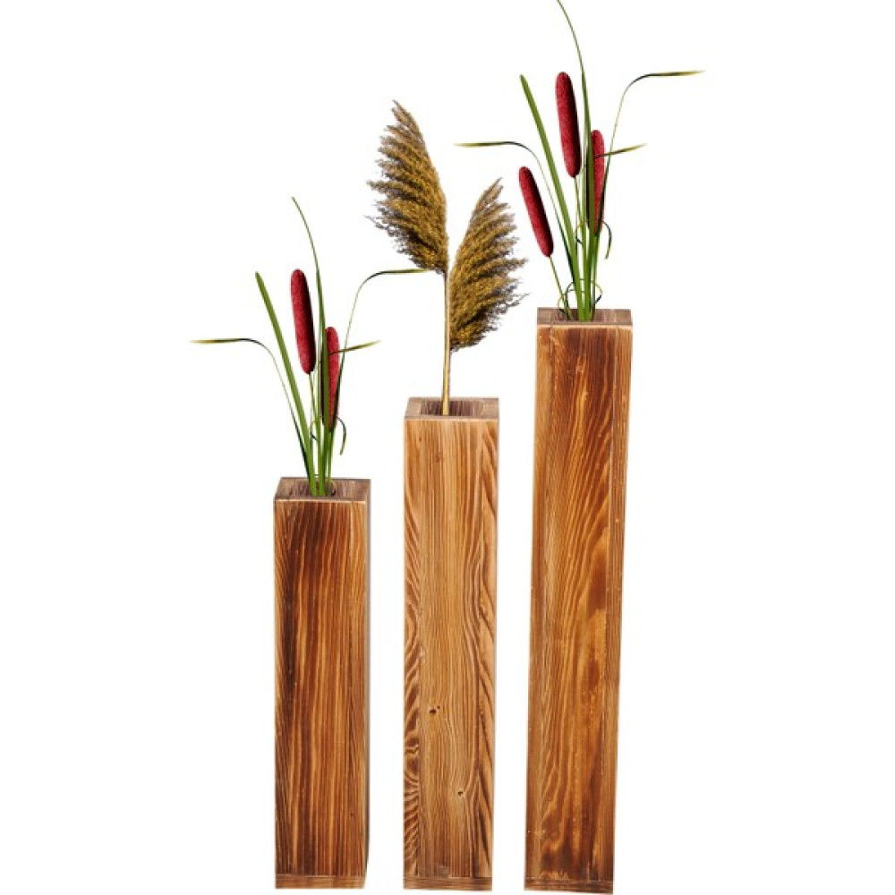 Wooden City Ahşap Dekoratif Vazo Kuru Çiçek Vazo 3 Lü Set Vazo Vazo Fiyatı