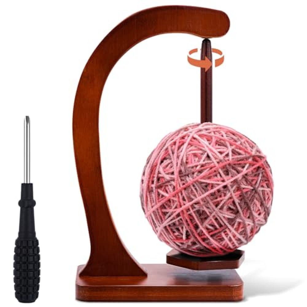 Wooden Magnetic Yarn Holder, Yarn Holder for Knitting and Crocheting,Wooden Yarn Holder Spinner with Anti-Slip Pads, Crochet Gift for Knitting Lovers