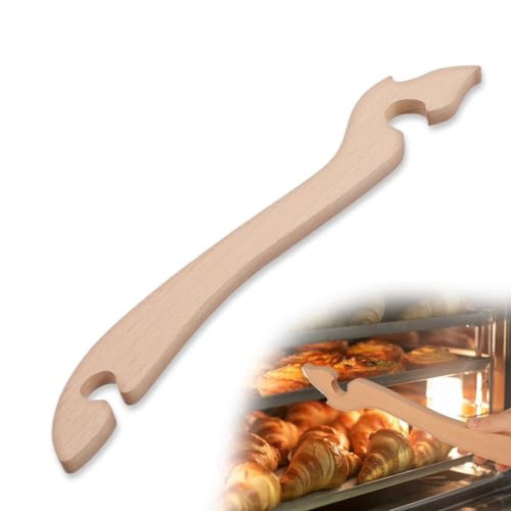 Wooden Oven Rack Puller, Oven Rack Push Pull Tool with Long Handle, Wood Toaster Hot Rack Pulling Stick, Oven Tray Extractor Oven Rack Puller for Baking Kitchen Air Fryer Gadgets - 11inches