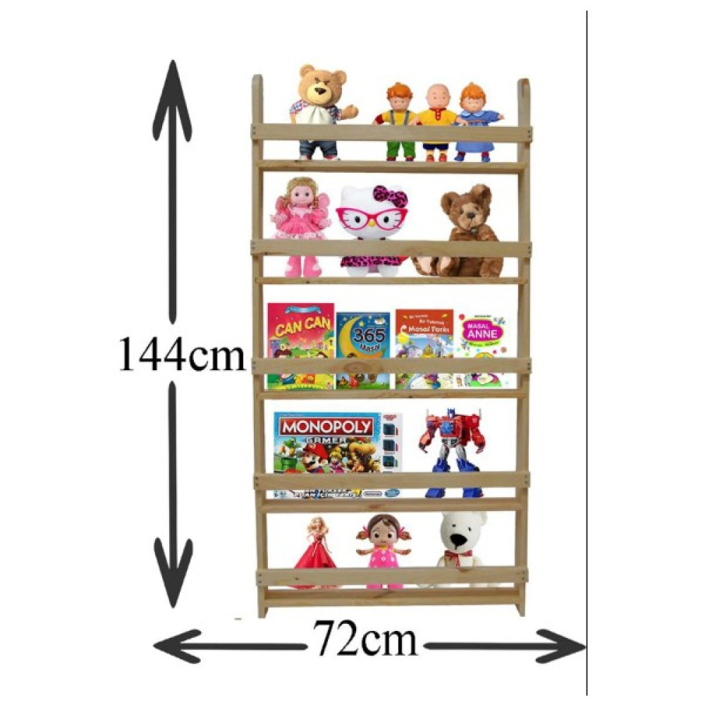 Wooden Women World Çocuk Odası Eğitici Montessori Kitaplık Mobilya Raf Duvar Rafı 5 Li - Ahşap Duvar Rafı Fiyatı