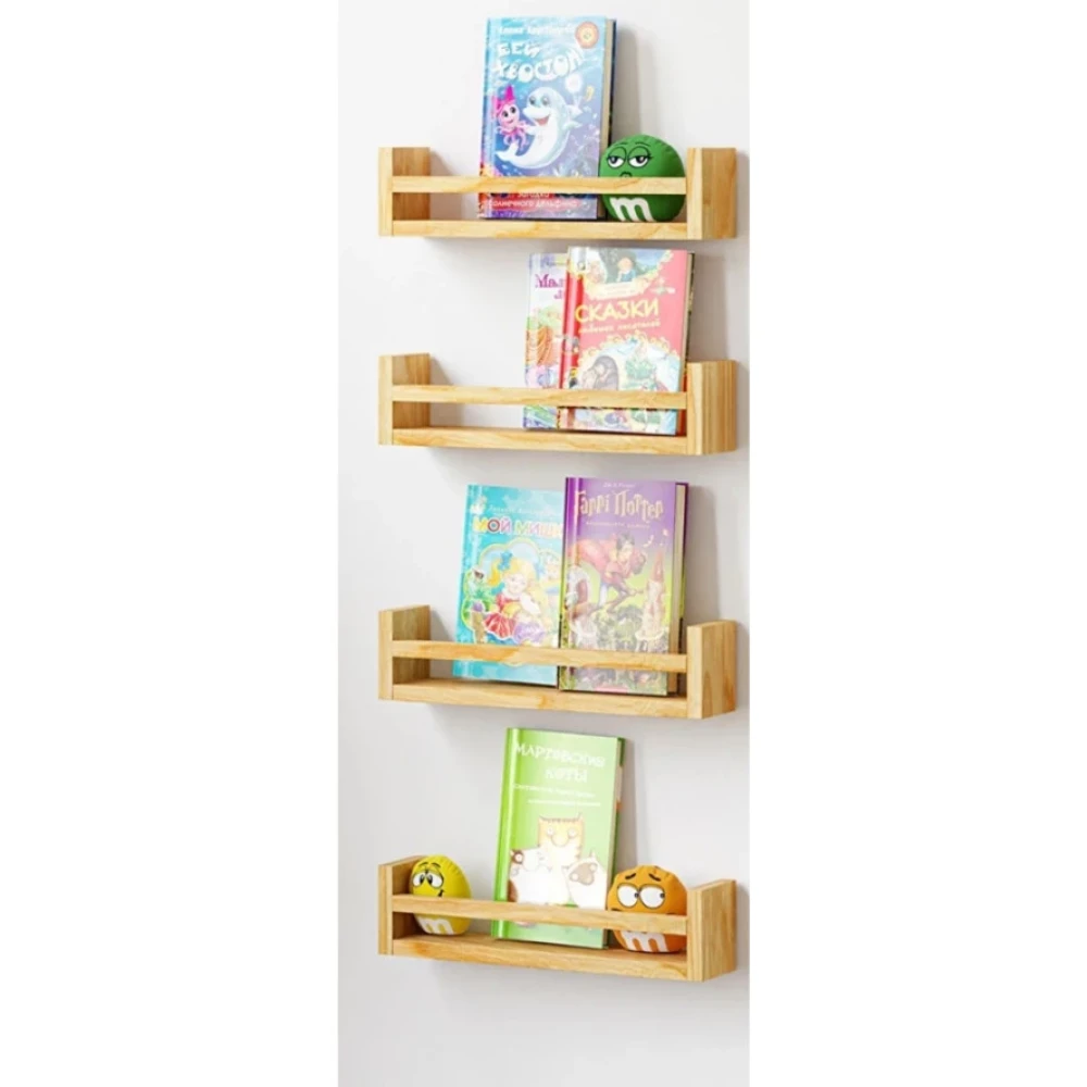 Wooden Women World Dogal Ahsap 4 Lu 25 (Yirmibes Cm) Ters Duz Raf Kitaplik Baharatlik Kitaplık - Duvar Rafı & CD / DVD Rafı Fiyatı