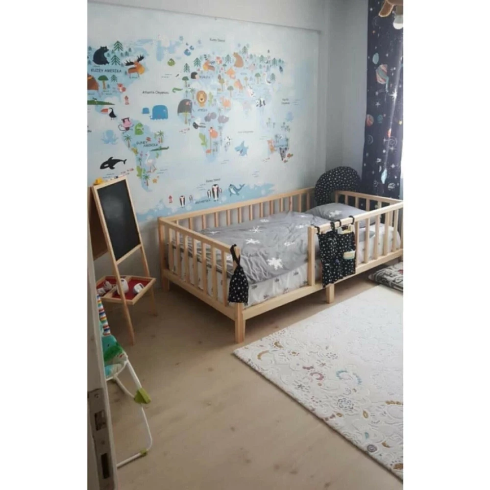 Wooden Women World Dogal Ahsap Montessori Yatak Cocuk Yatagi 90*190 Yatak Olculu Oda Mobilyası Takımı Fiyatı