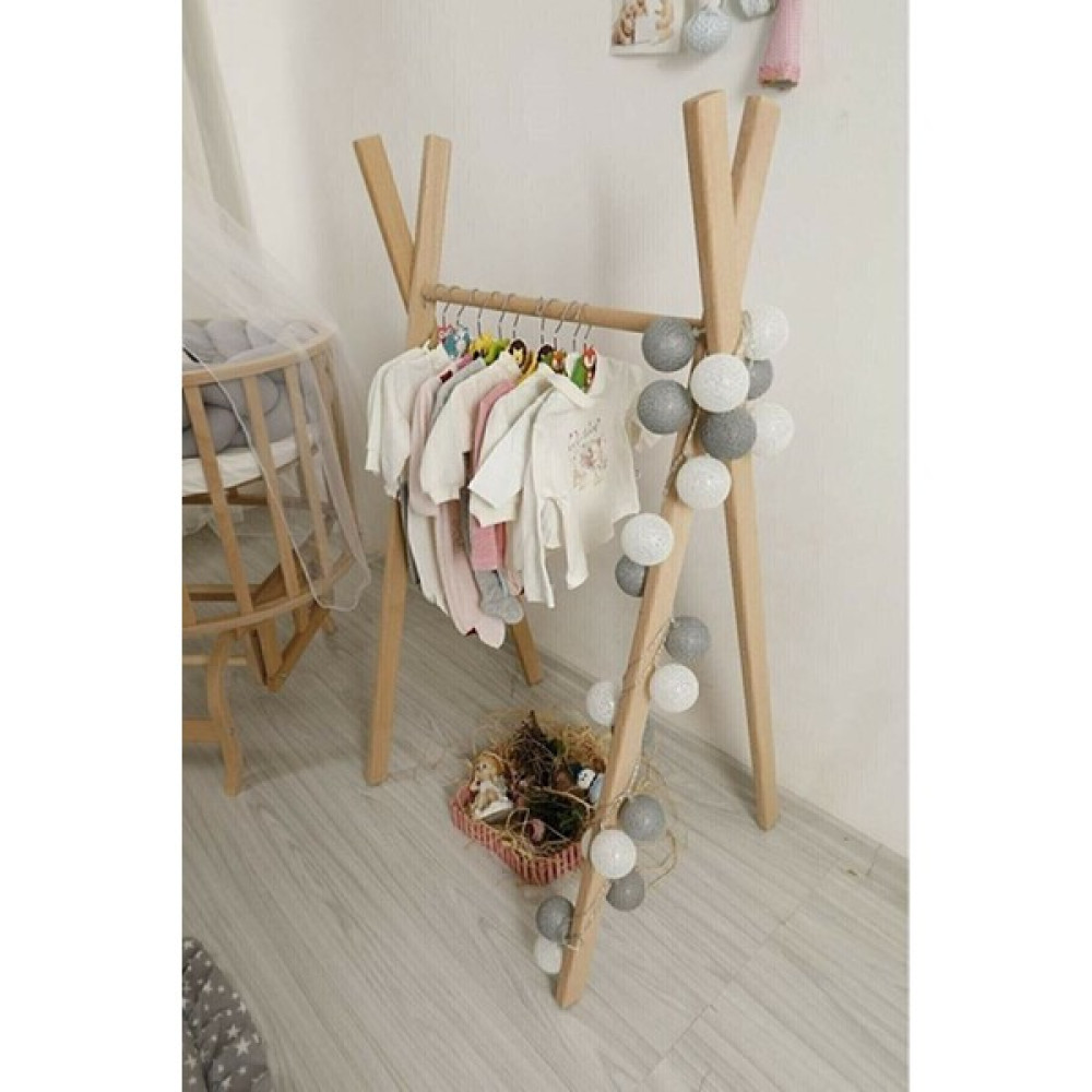 Wooden Women World Montessori Askılık Çocuk Odası Askısı Bebek Odası Askısı Dekoratif Askı - Açık Kahve Vestiyer Fiyatı
